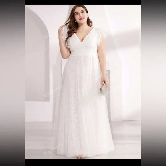 NWT Ever Pretty  Lace & Mesh Overlay Wedding Dress - Picture 1 of 6